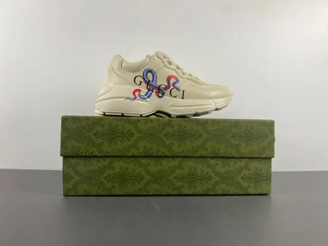Gucci Sapatilhas Chunky Bege Sola Multicolor Couro Superior 15