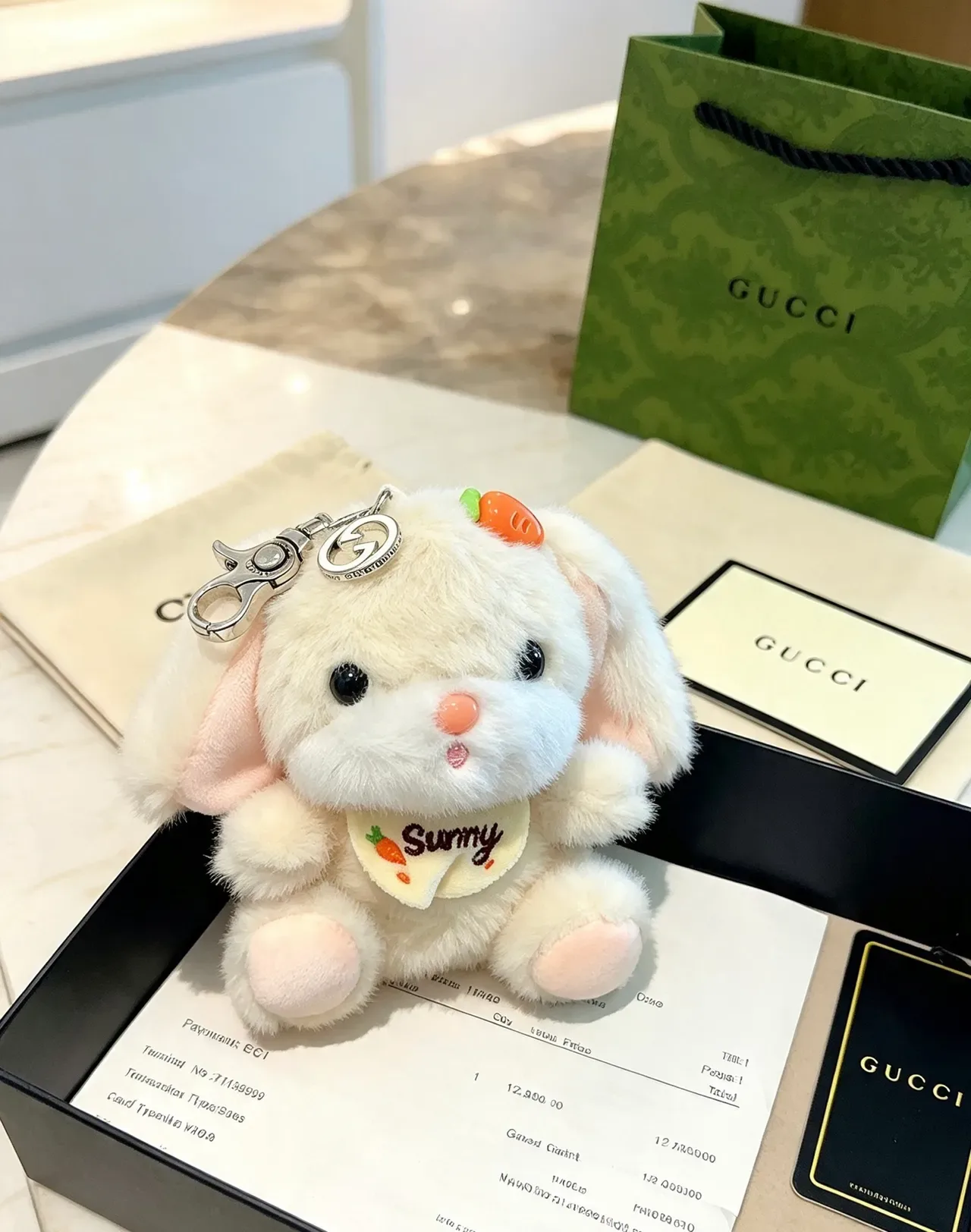 Gucci Beige Pink Plush Rabbit Carrot-Themed Crossbody Bag 3