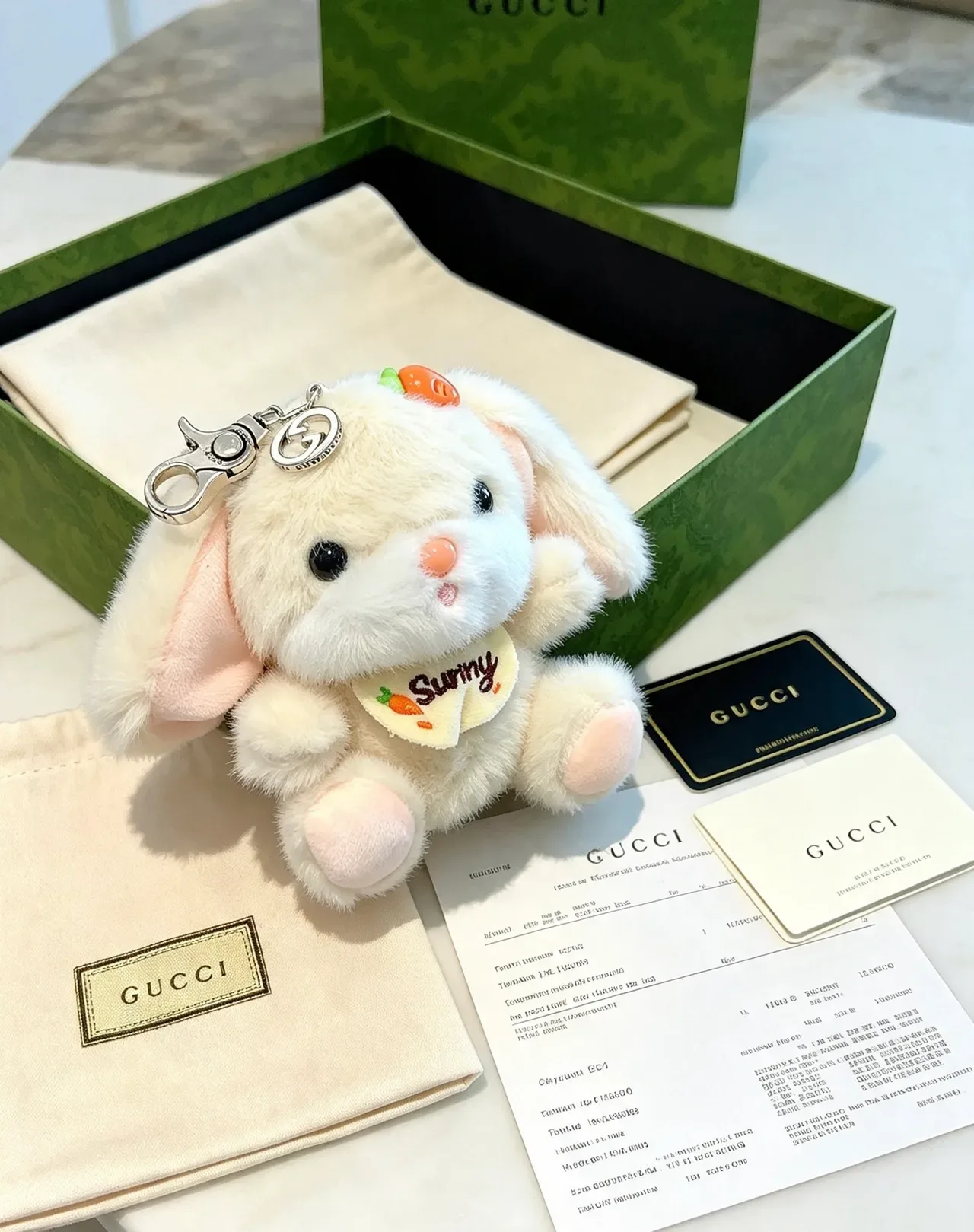 Gucci Beige Pink Plush Rabbit Carrot-Themed Crossbody Bag 5