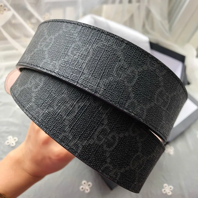 Gucci Preto Bege Monogram Canvas Glossy Interlocking G Buckle Cinto de Couro 4