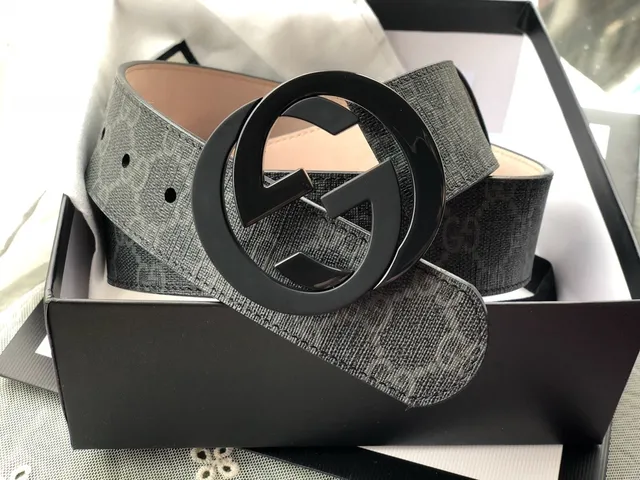 Gucci Preto Bege Monogram Canvas Glossy Interlocking G Buckle Cinto de Couro 5