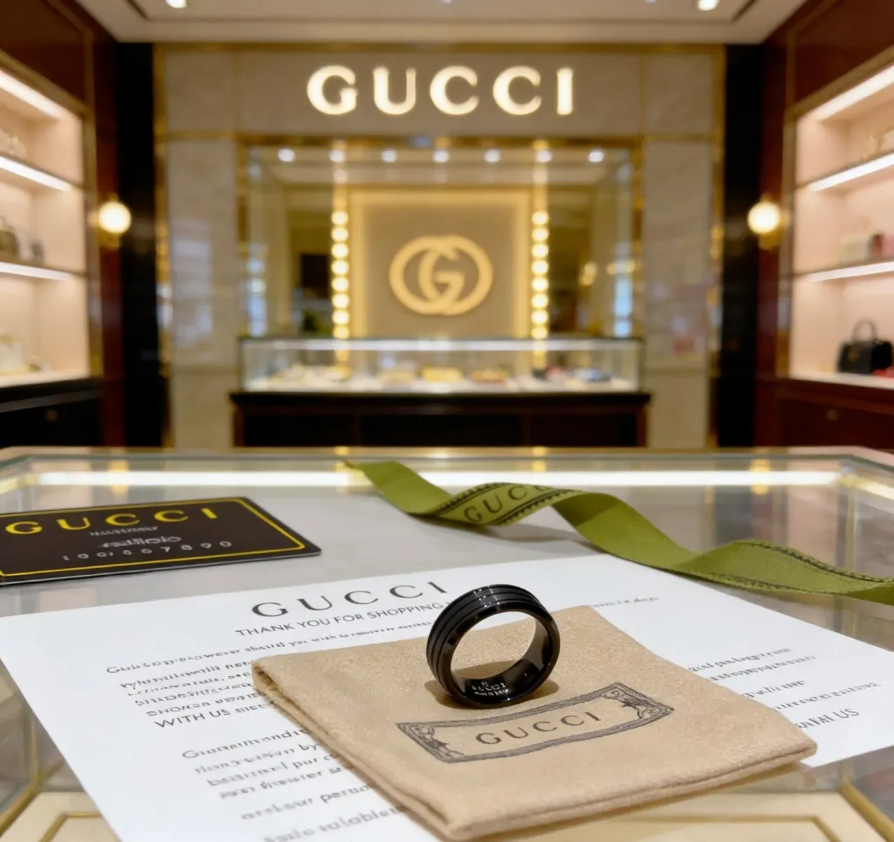Gucci Black Ceramic Three-Groove Ring 6