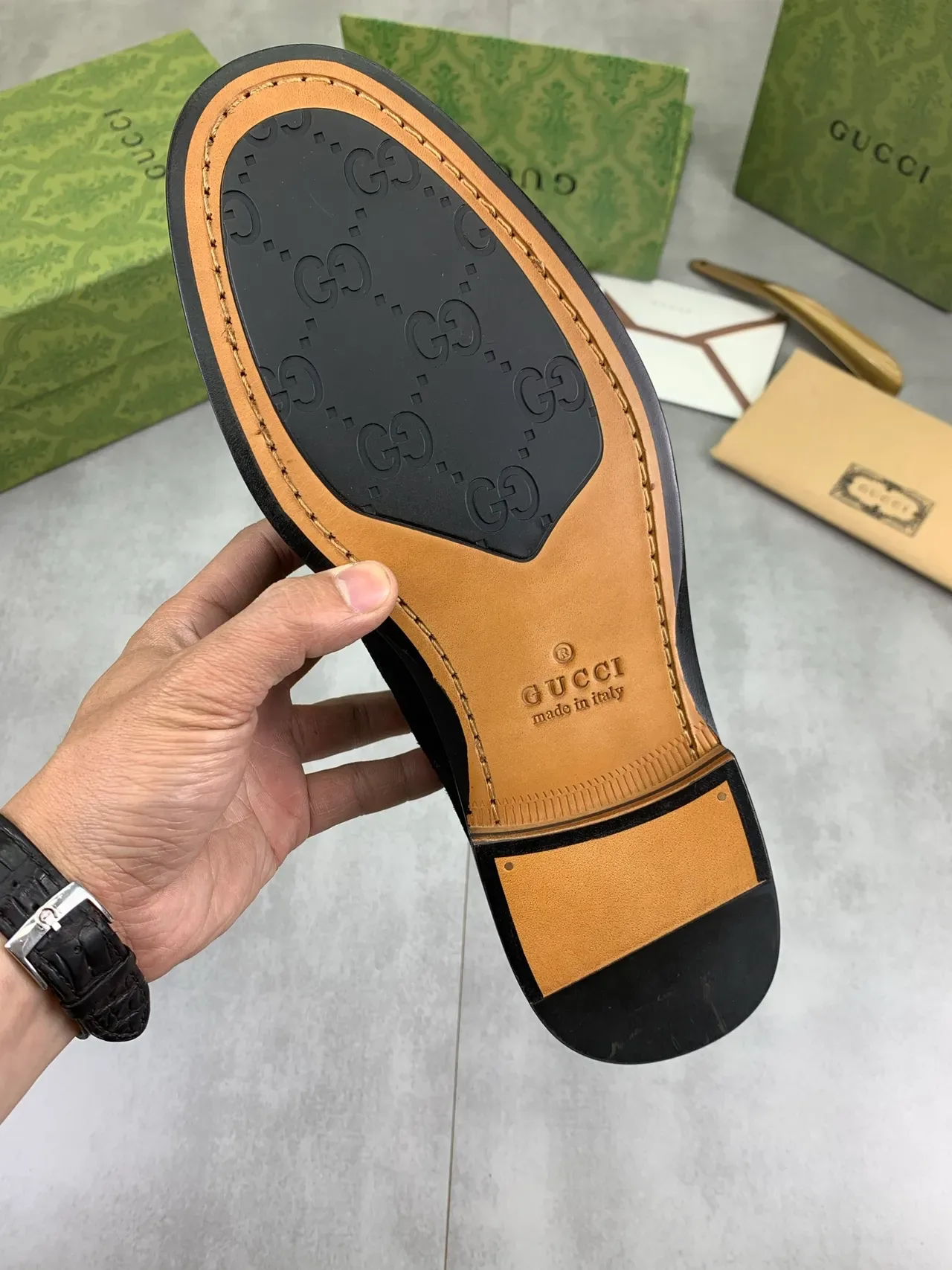Gucci Black Suede Web Stripe Oxford Shoes 3