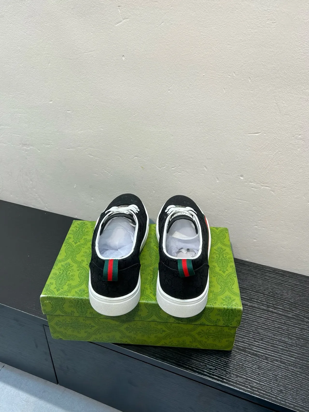 Gucci Black White Monogram Canvas Web Stripe Accent Lifestyle Sneakers 6