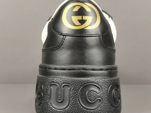 Gucci Black White Platform Sole Perforated Leather Lifestyle Sneakers 11