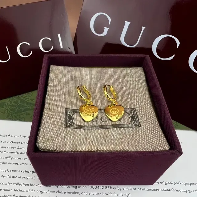 Gucci Blind for Love Gold Silver Heart-Shaped Dangle Earrings 3