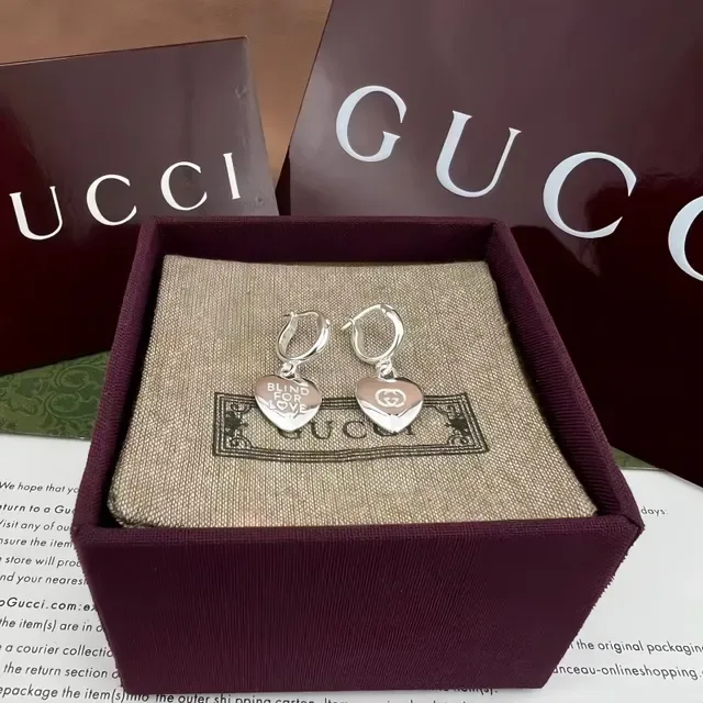 Gucci Blind for Love Gold Silver Heart-Shaped Dangle Earrings 5