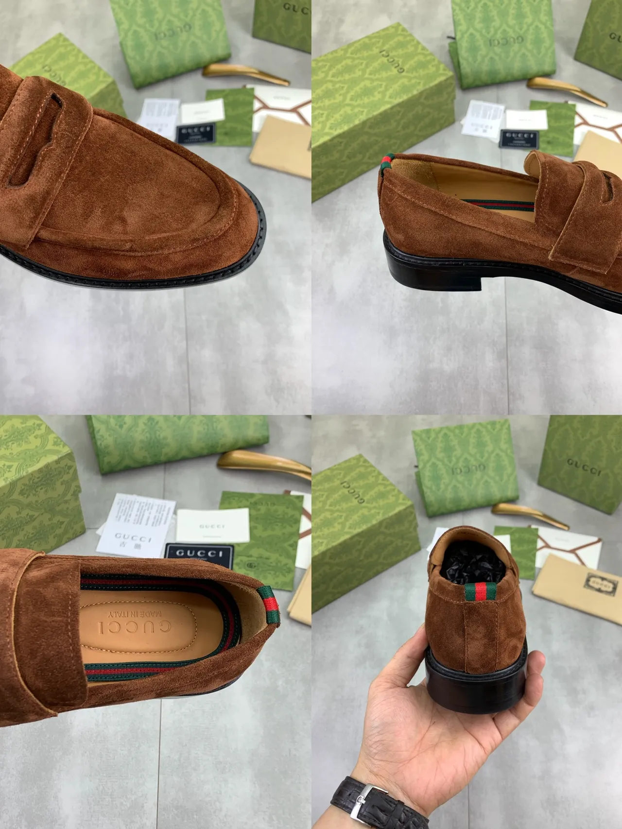 Gucci Brown Black Suede Penny Loafer 3