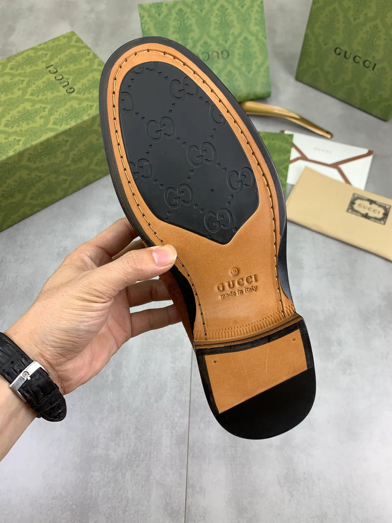 Gucci Brown Black Suede Penny Loafer 4