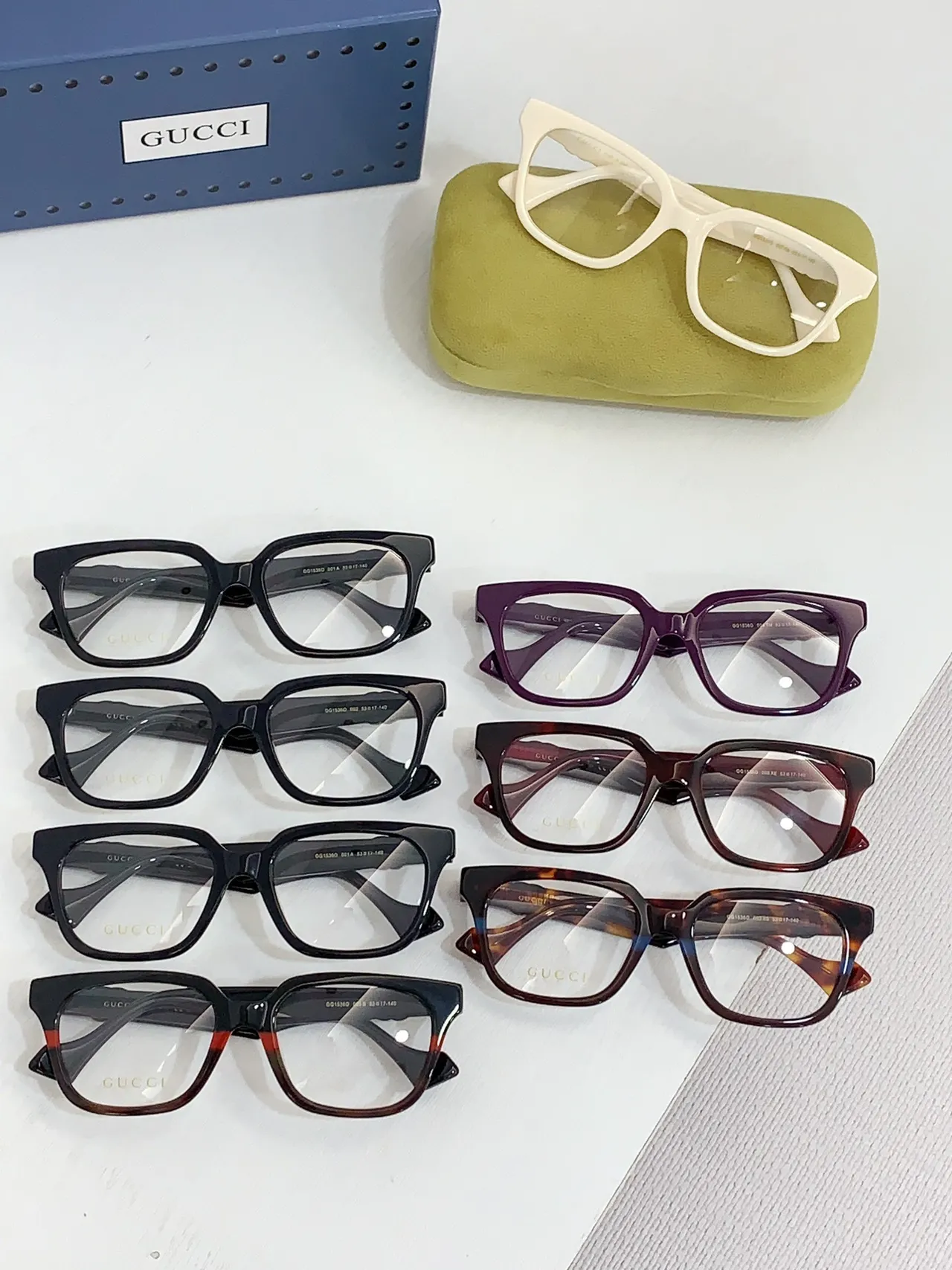 Gucci Burdeos Marrón Marco Rectangular Acetato Patrón Tortuga Gafas Ópticas 2