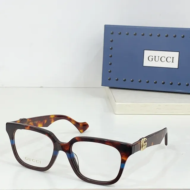 Gucci Burdeos Marrón Marco Rectangular Acetato Patrón Tortuga Gafas Ópticas 3