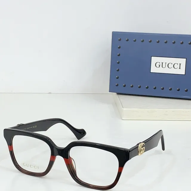 Gucci Burdeos Marrón Marco Rectangular Acetato Patrón Tortuga Gafas Ópticas 8
