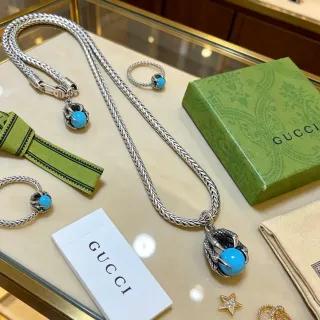 Gucci ماسكوك توركواز كرة سلاسل مضفرة قلادة