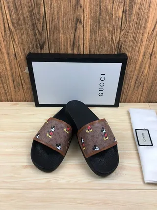 Gucci Disney Mickey Mouse GG Monogram Slide Slippers 4