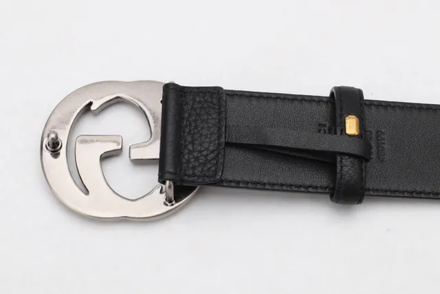 Cinto Gucci Double G de couro preto peletizado 2