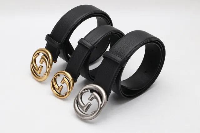 Cinto Gucci Double G de couro preto peletizado 8