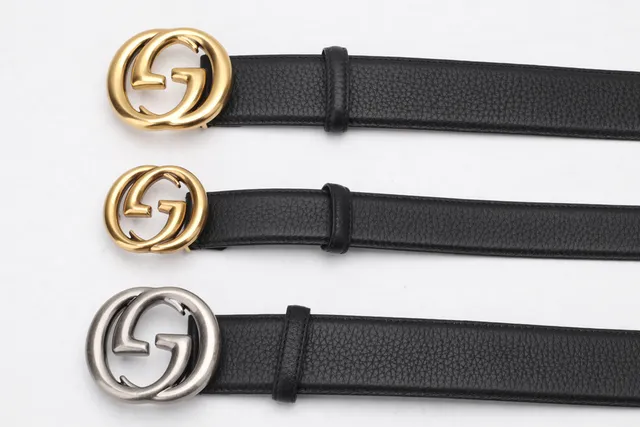 Cinto Gucci Double G de couro preto peletizado 9