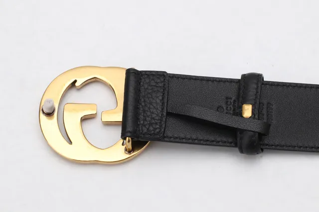 Cinto Gucci Double G de couro preto peletizado 10