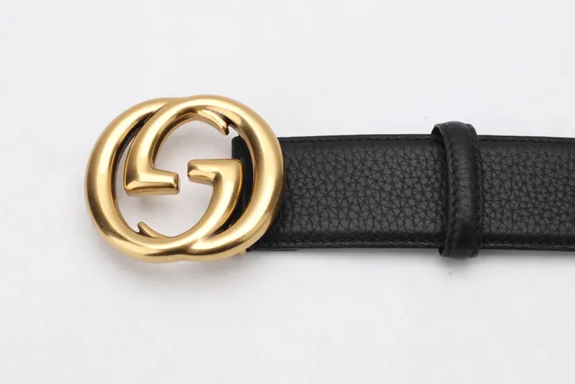 Cinto Gucci Double G de couro preto peletizado 11