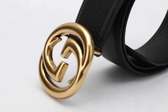 Cinto Gucci Double G de couro preto peletizado 13
