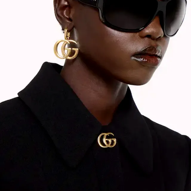 Gucci Double G Gold-Tone Interlocking Logo Earrings 2