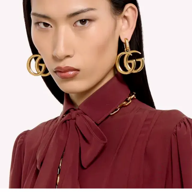 Gucci Double G Gold-Tone Interlocking Logo Earrings 3