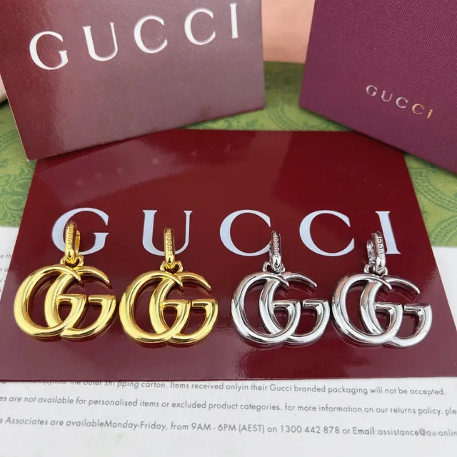 Gucci Double G Gold-Tone Interlocking Logo Earrings 7