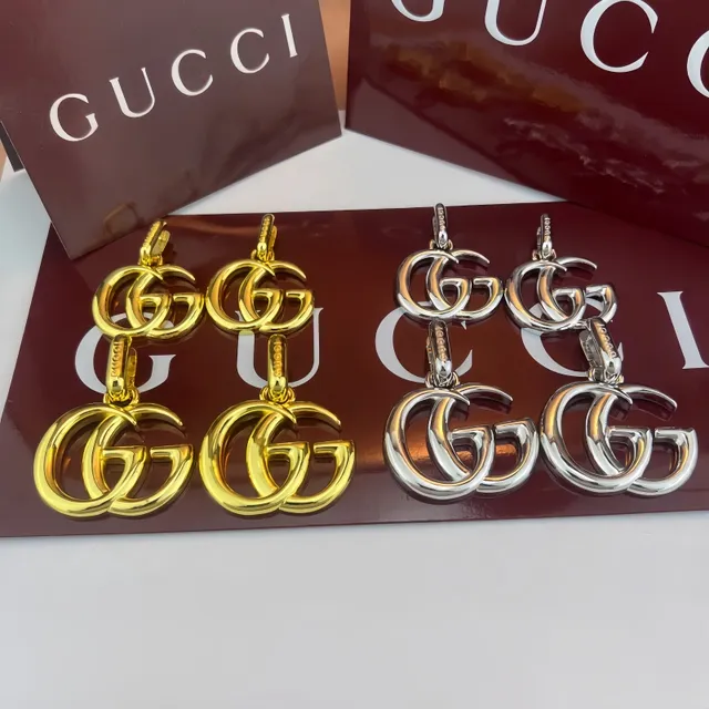 Gucci Double G Gold-Tone Interlocking Logo Earrings 9