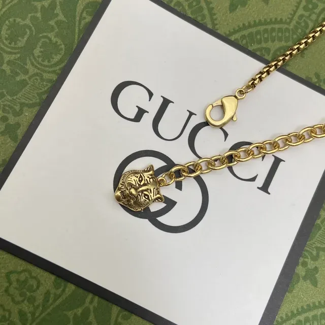 Gucci Flora Gold Pink Chain Interlocking G Links Necklace 2