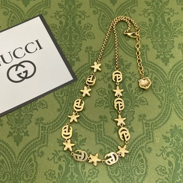 Gucci Flora Gold Pink Chain Interlocking G Links Necklace 3
