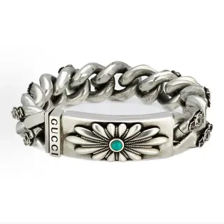 Gucci Floral Daisy Turquoise Silver Chain Bracelet