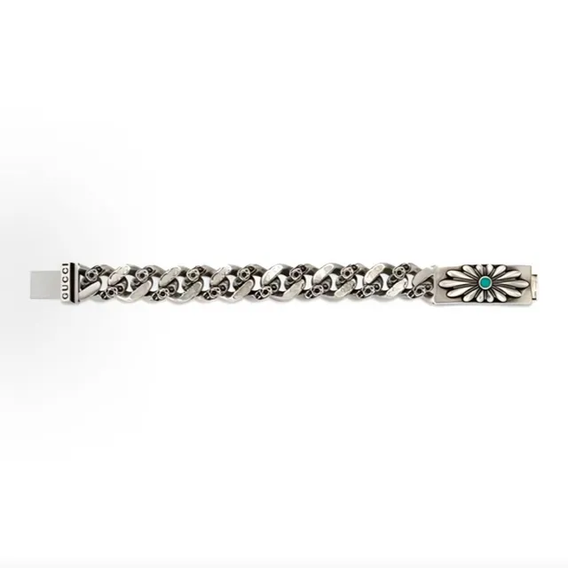 Gucci Margarida Floral Turquesa Corrente de Prata Pulseira 6