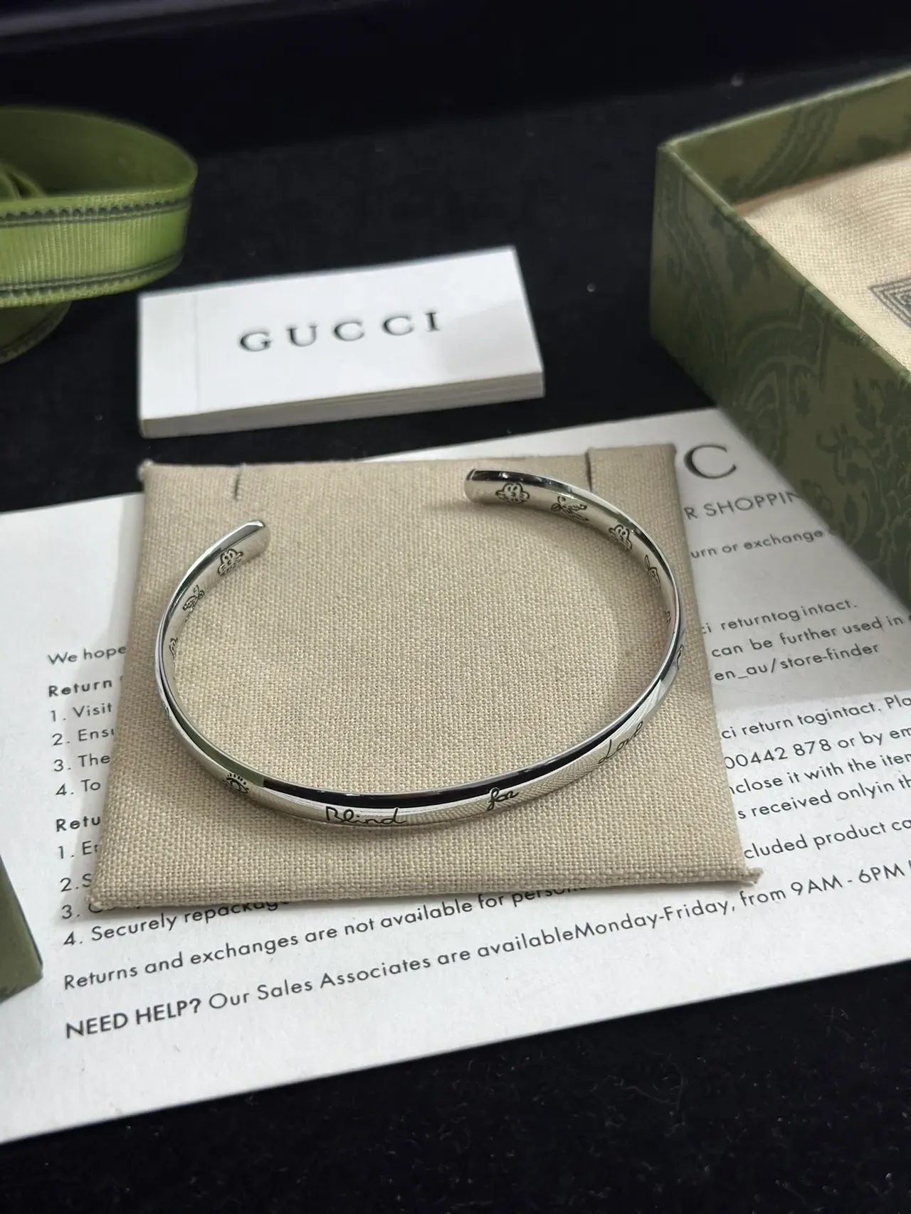 Gucci For Love Engraved Floral Cuff Bracelets 2