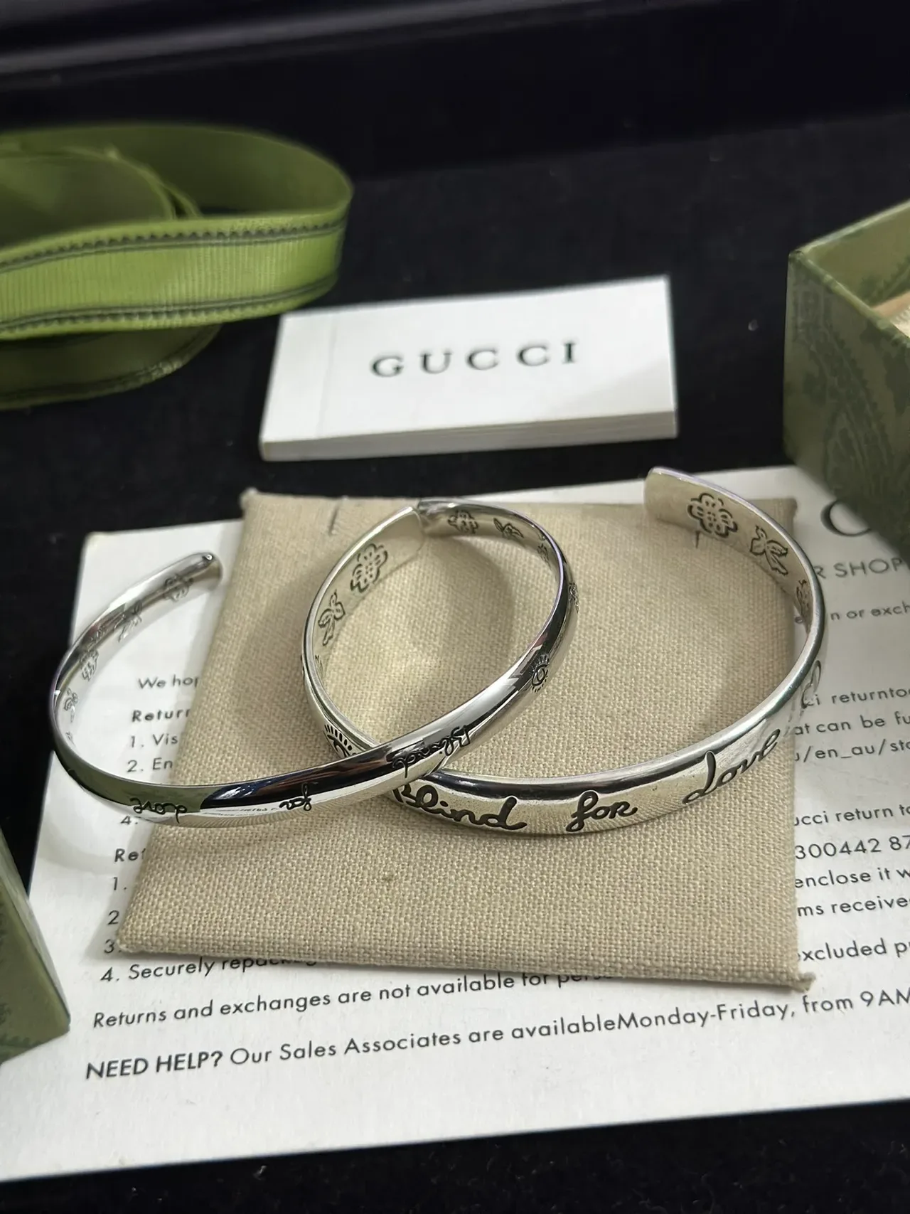 Gucci For Love Engraved Floral Cuff Bracelets 6