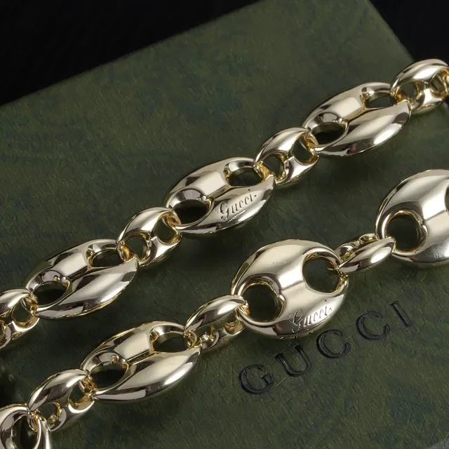 Gucci Gancini Gold Oval-Link Chain Necklace 5