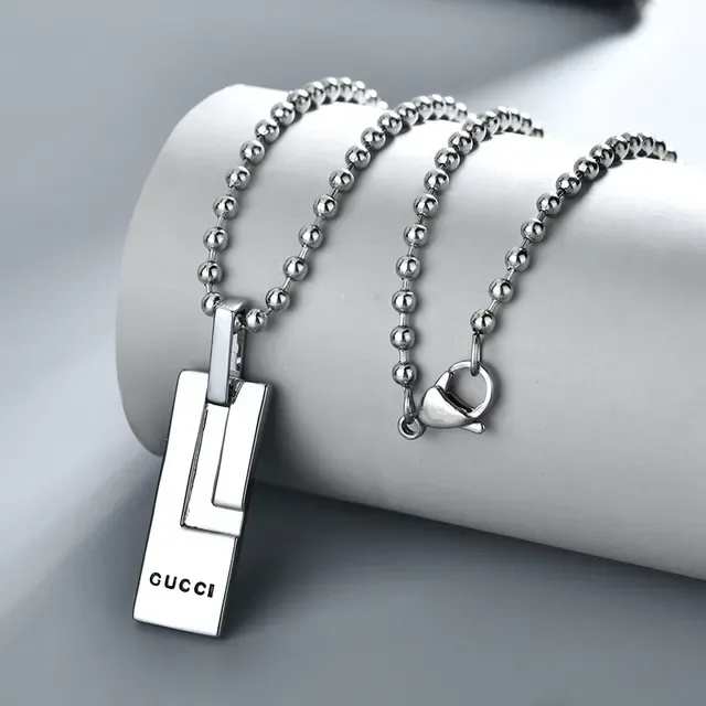 Gucci Geometric Rectangular Pendant Necklace 4