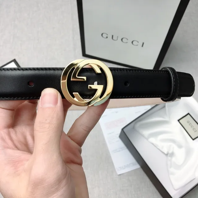 Gucci GG Marmont Black Gold Interlocking G Buckle Smooth Leather Belt 4