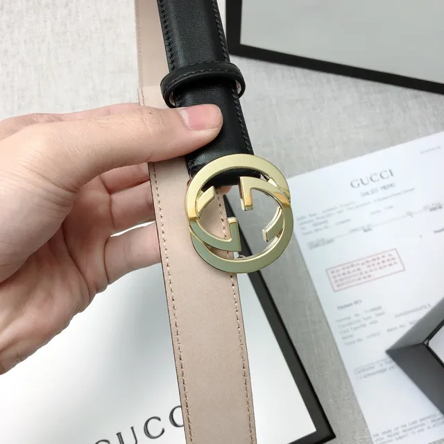 Gucci GG Marmont Black Gold Interlocking G Buckle Smooth Leather Belt 8