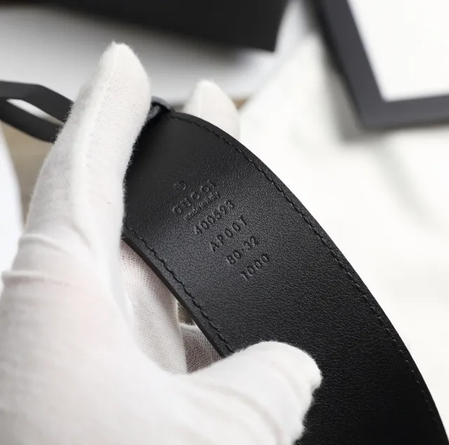 Gucci GG Marmont Black Gold Interlocking G Buckle Smooth Leather Belt 4