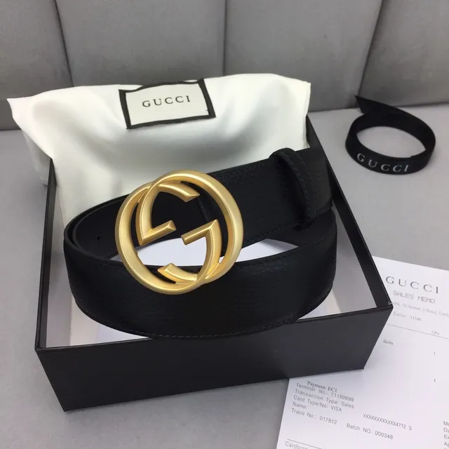 Gucci GG Marmont Black Gold Interlocking G Buckle Smooth Leather Belt 5