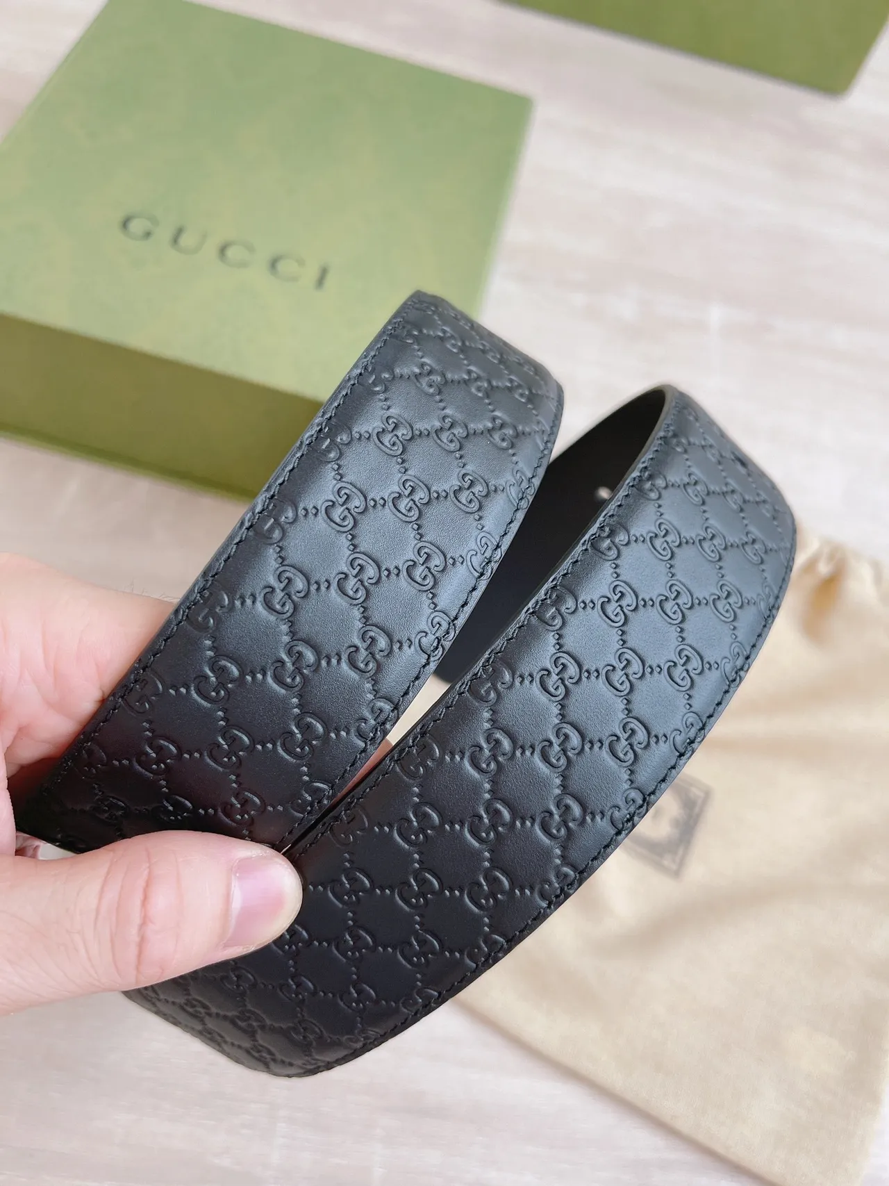 Gucci GG Marmont Black Leather Belt 2