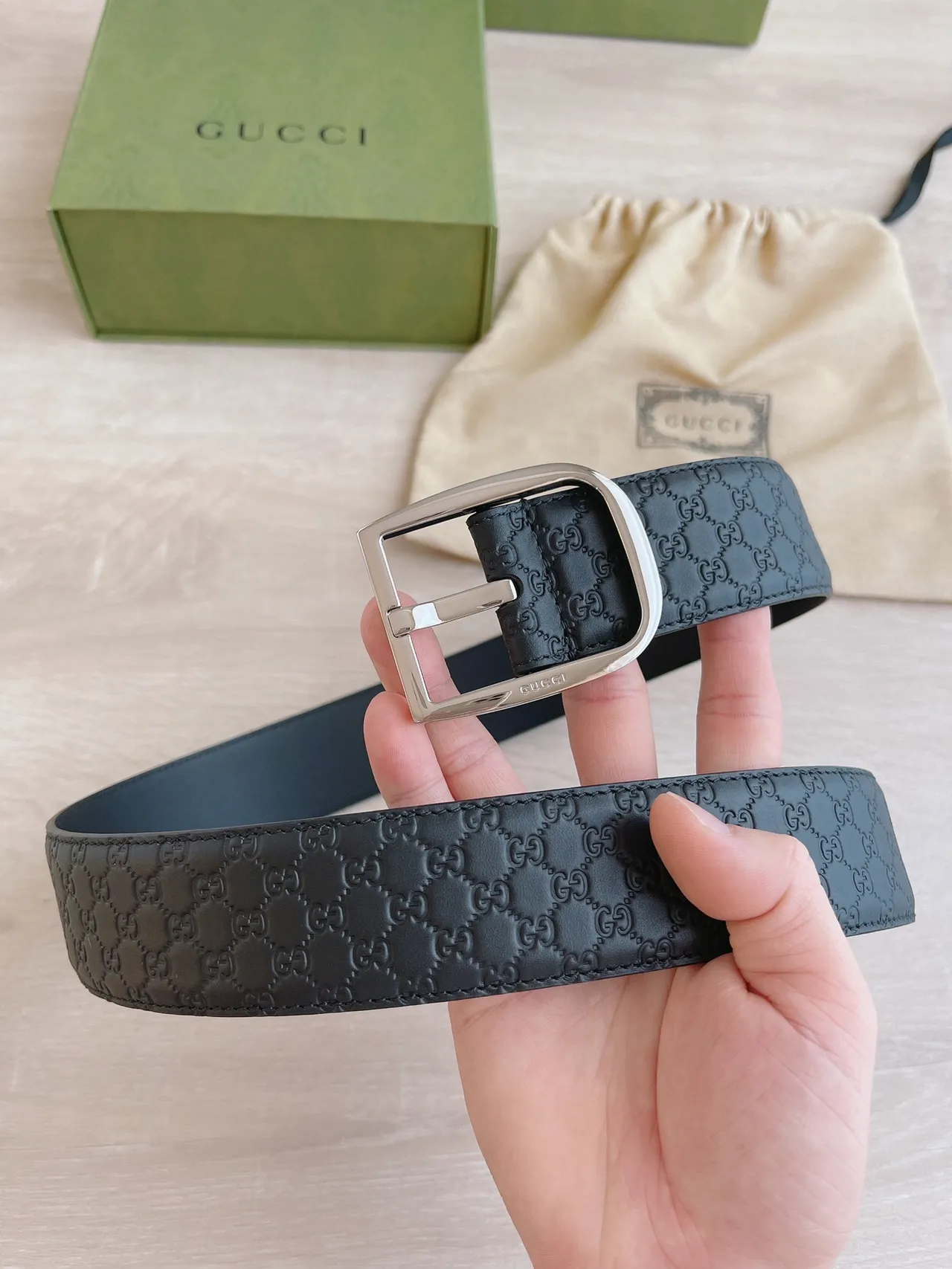 Gucci GG Marmont Black Leather Belt 3