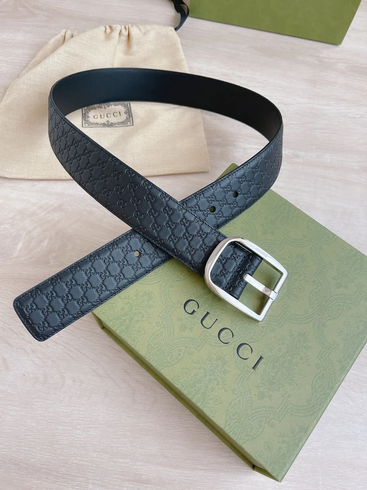 Gucci GG Marmont Black Leather Belt 5