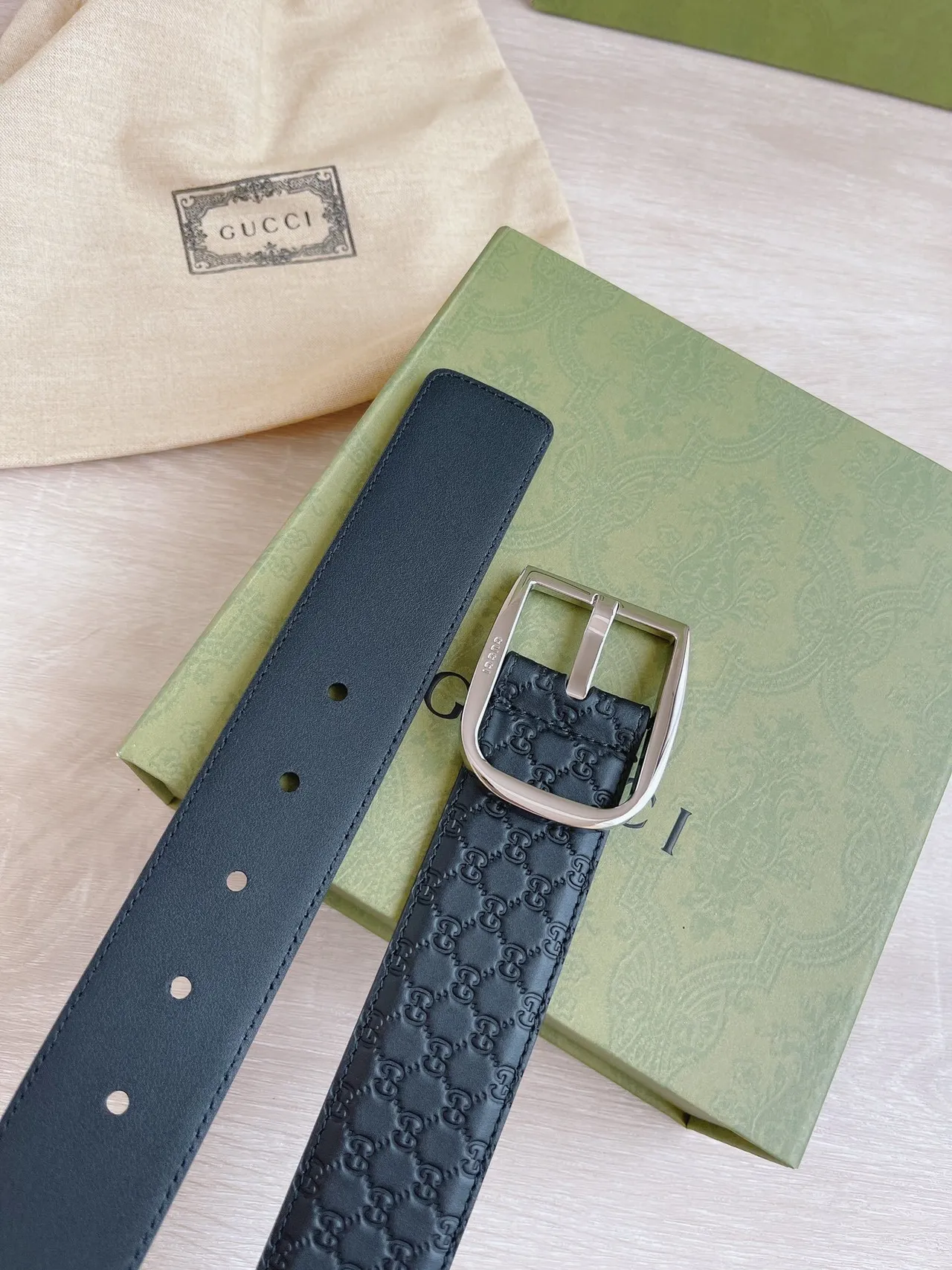Gucci GG Marmont Black Leather Belt 6