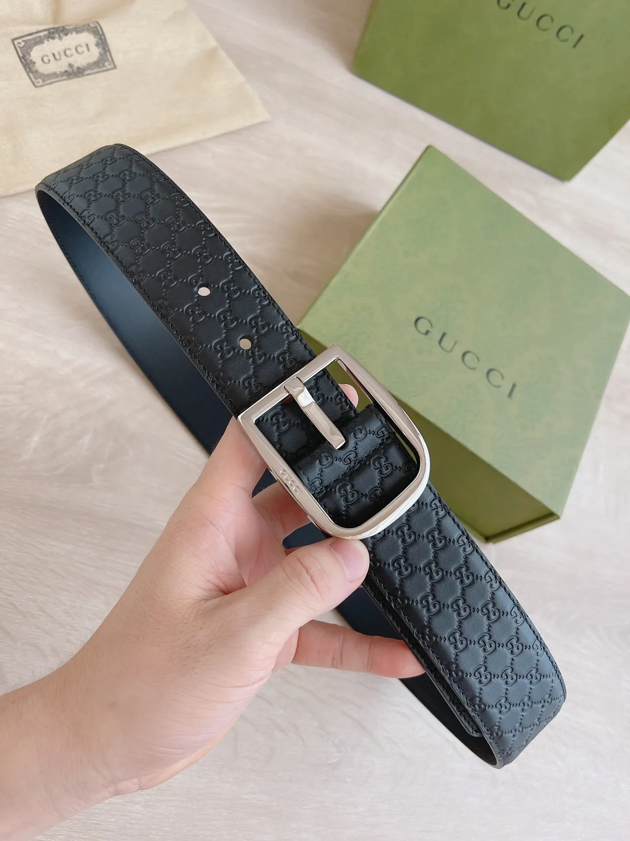 Gucci GG Marmont Black Leather Belt 8