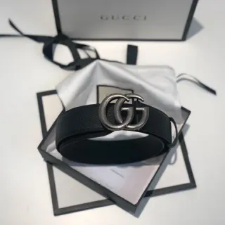 Gucci GG Marmont Black Pebbled Leather Belt