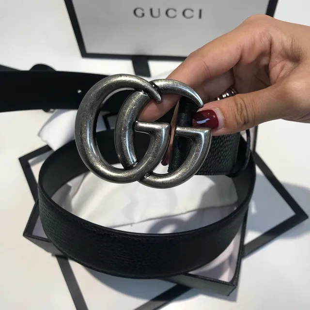 Gucci GG Marmont Black Pebbled Leather Belt 4