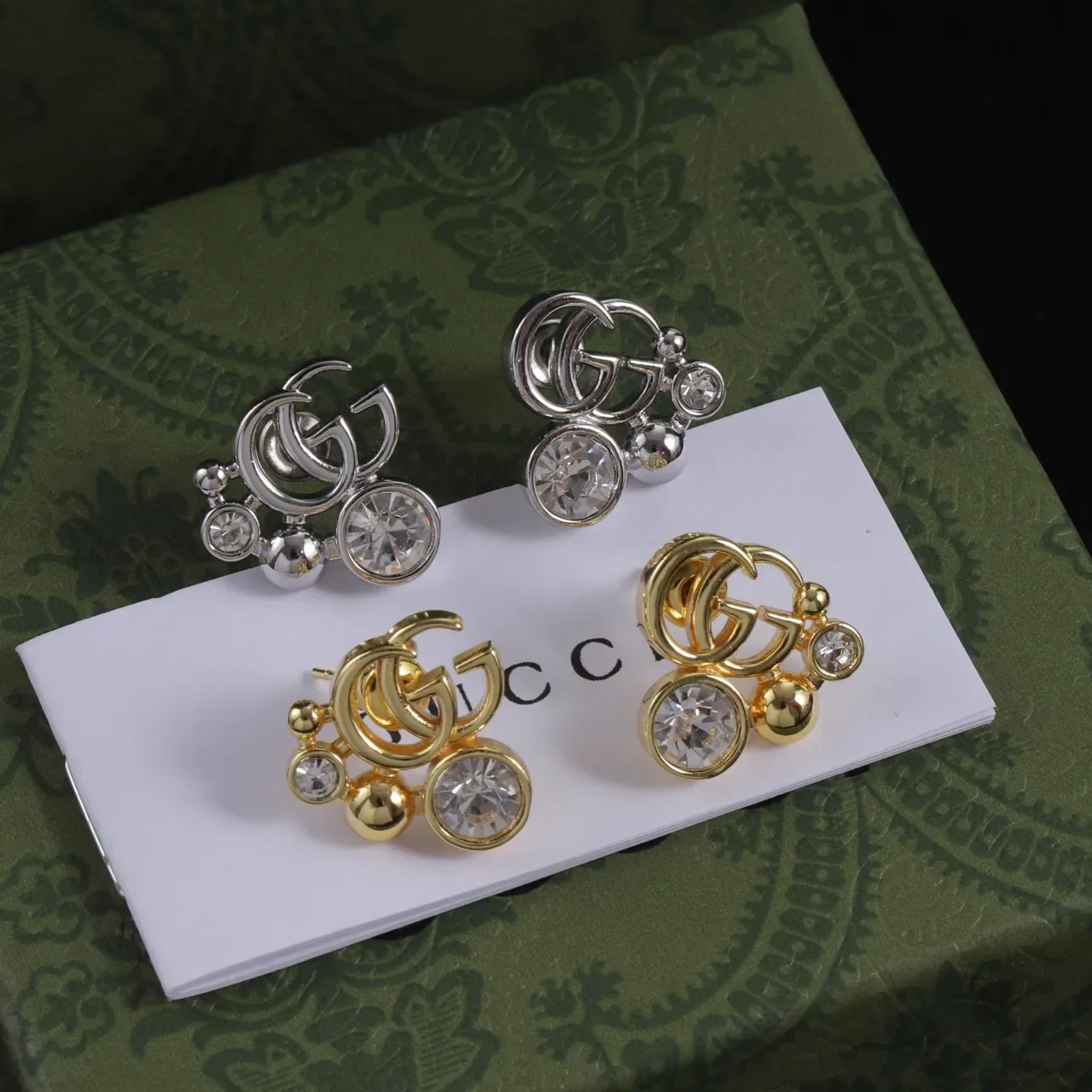 Gucci GG Marmont Crystal and Sphere Stud Earrings 2