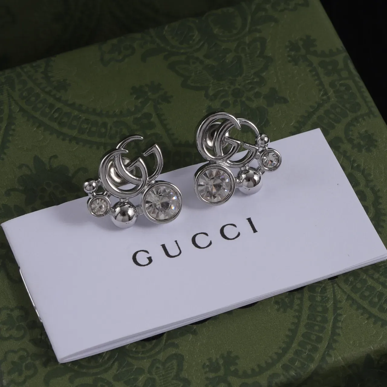 Gucci GG Marmont Crystal and Sphere Stud Earrings 3