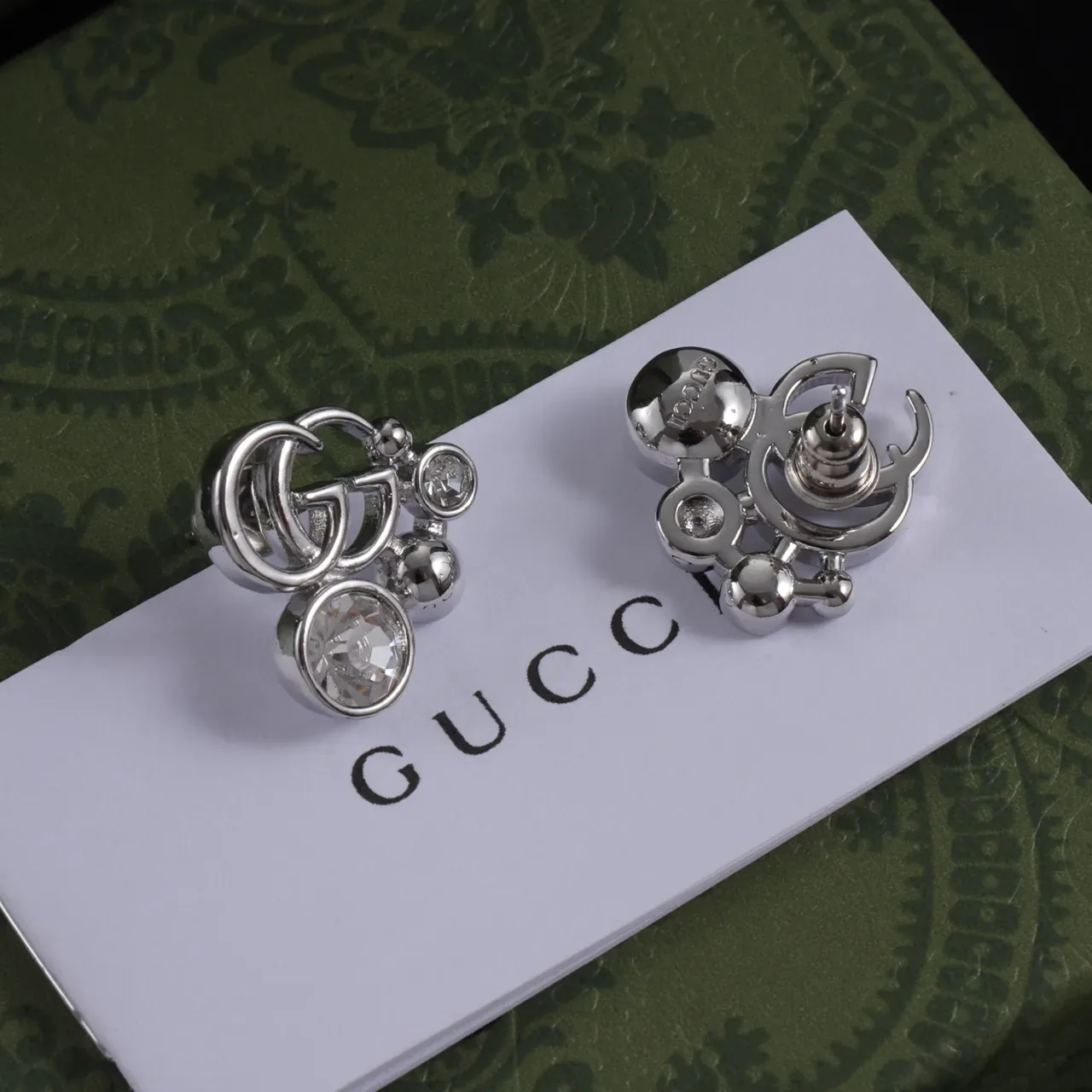Gucci GG Marmont Crystal and Sphere Stud Earrings 4